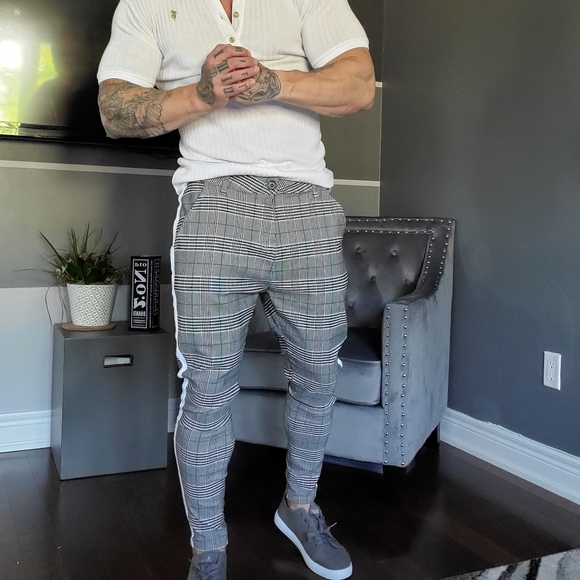 Legend London Skinny Grey Plaid Pants: Men's 34 NWOT - Picture 3 of 7